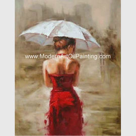 الاكريليك الفن الحديث النفط اللوحة الزخرفية جدار الفن فتاة مع فستان أحمر على قماش