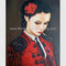 لوحة زيتية على القماش البشري للرسم البشري / امرأة تدخن باللون الأحمر