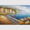 لوحة زيتية أوروبية من البحر الأبيض المتوسط ​​، لوحة زيتية لحديقة زهرة قماش مصنوع يدويًا
